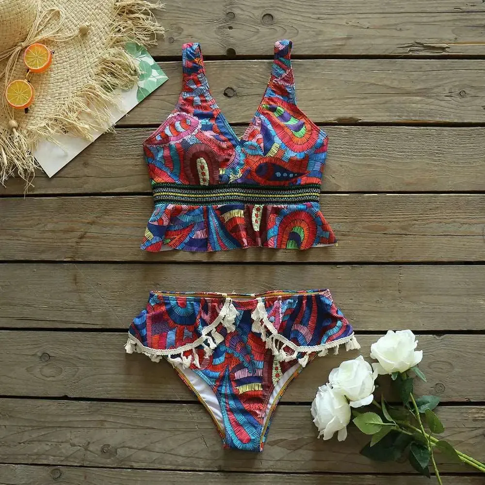 High Waist Ruffle Bikini Set