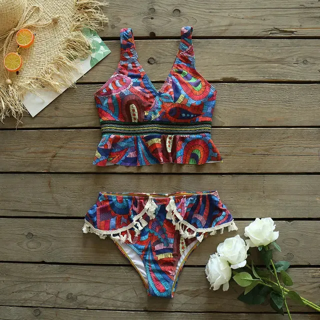 High Waist Ruffle Bikini Set