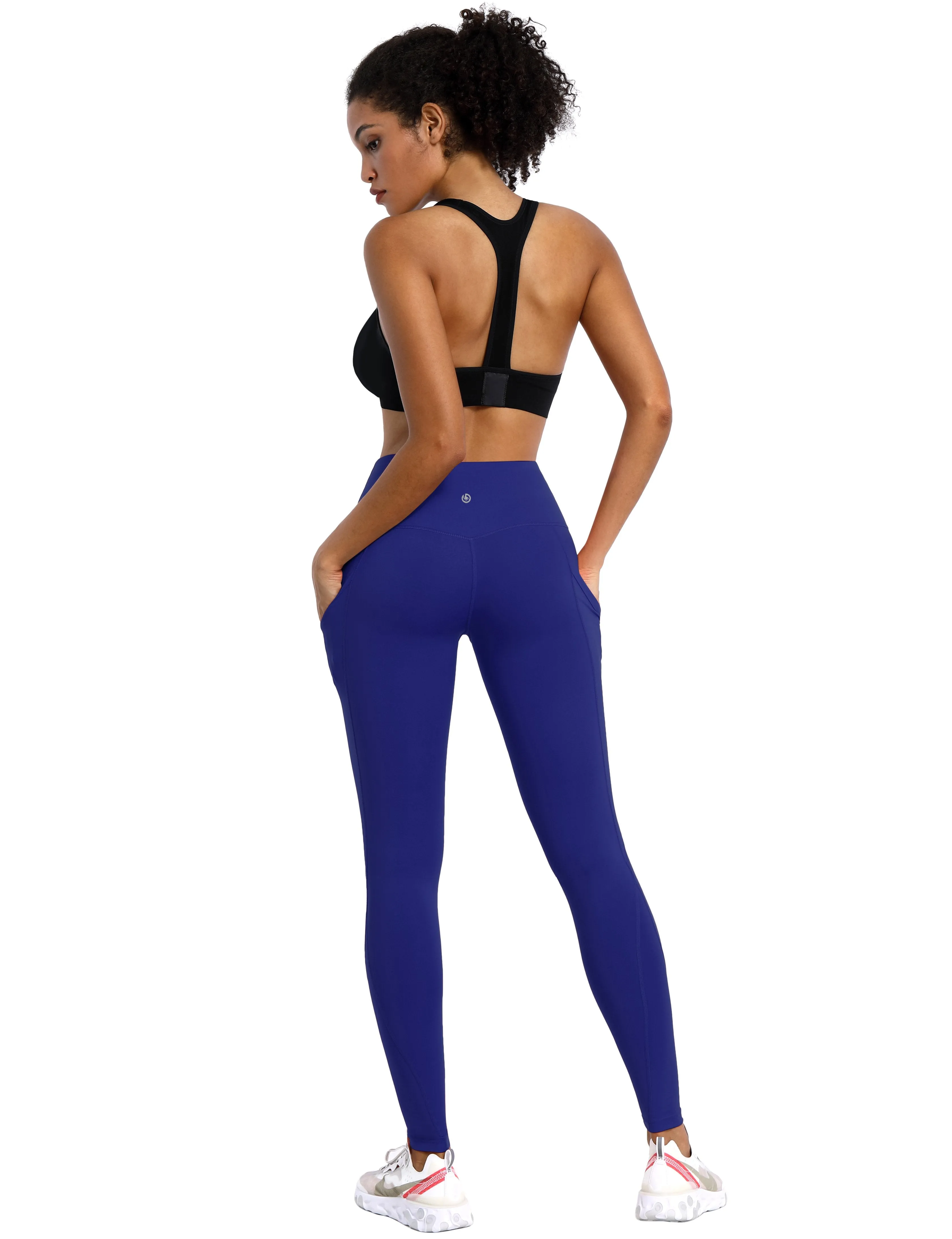 High Waist Side Pockets Biking Pants navy ins_Biking