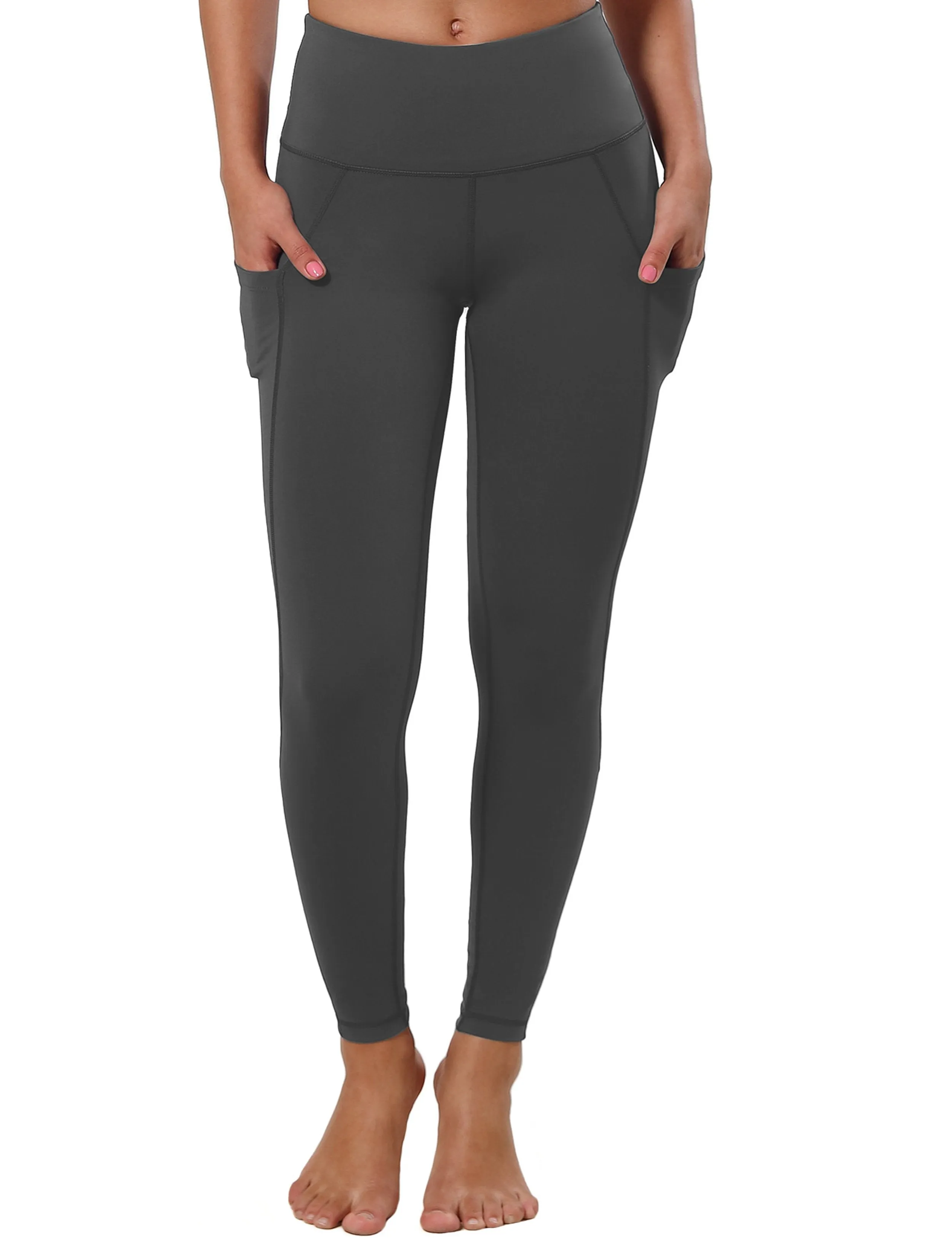 High Waist Side Pockets Biking Pants shadowcharcoal ins_Biking