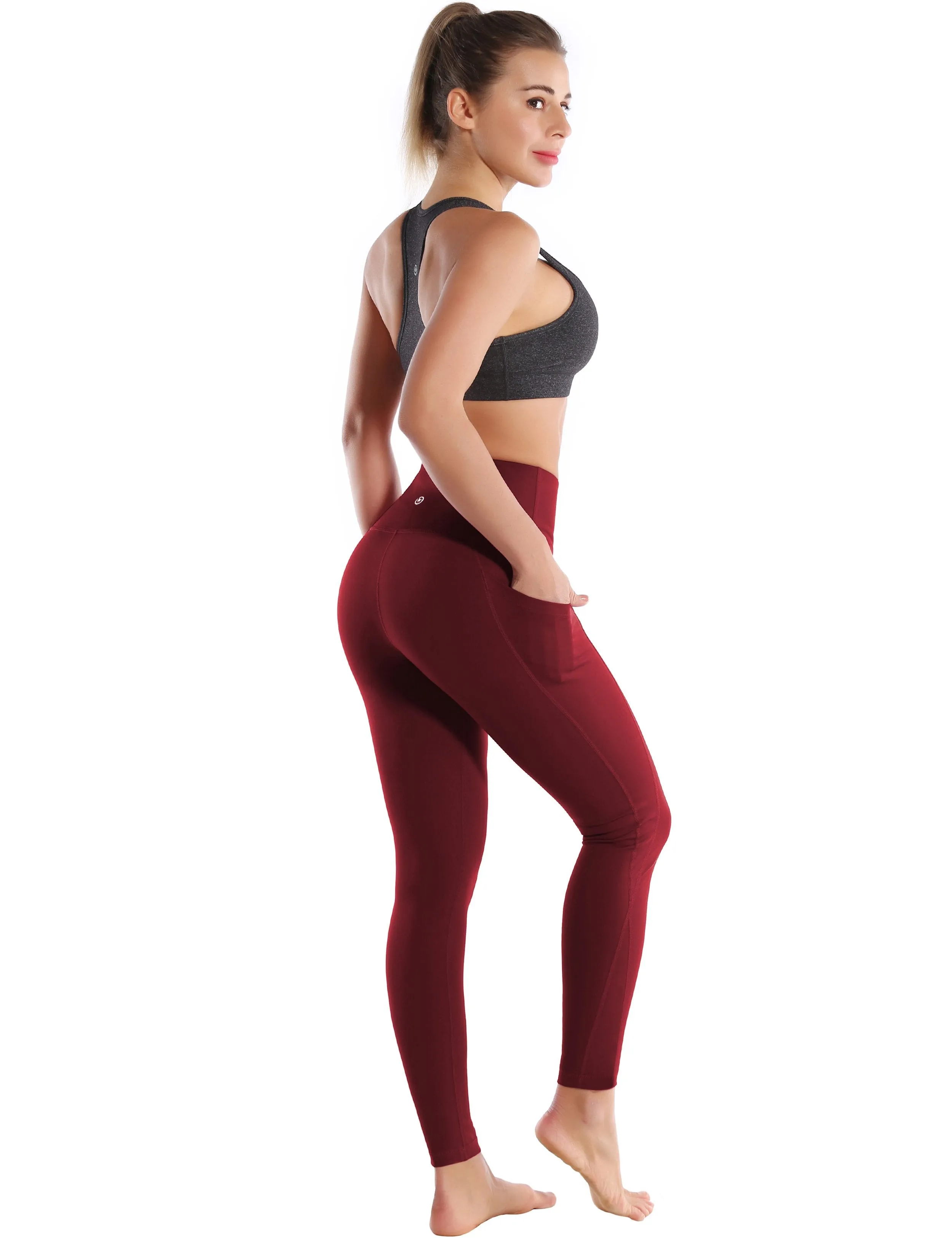 High Waist Side Pockets Golf Pants cherryred ins_Golf