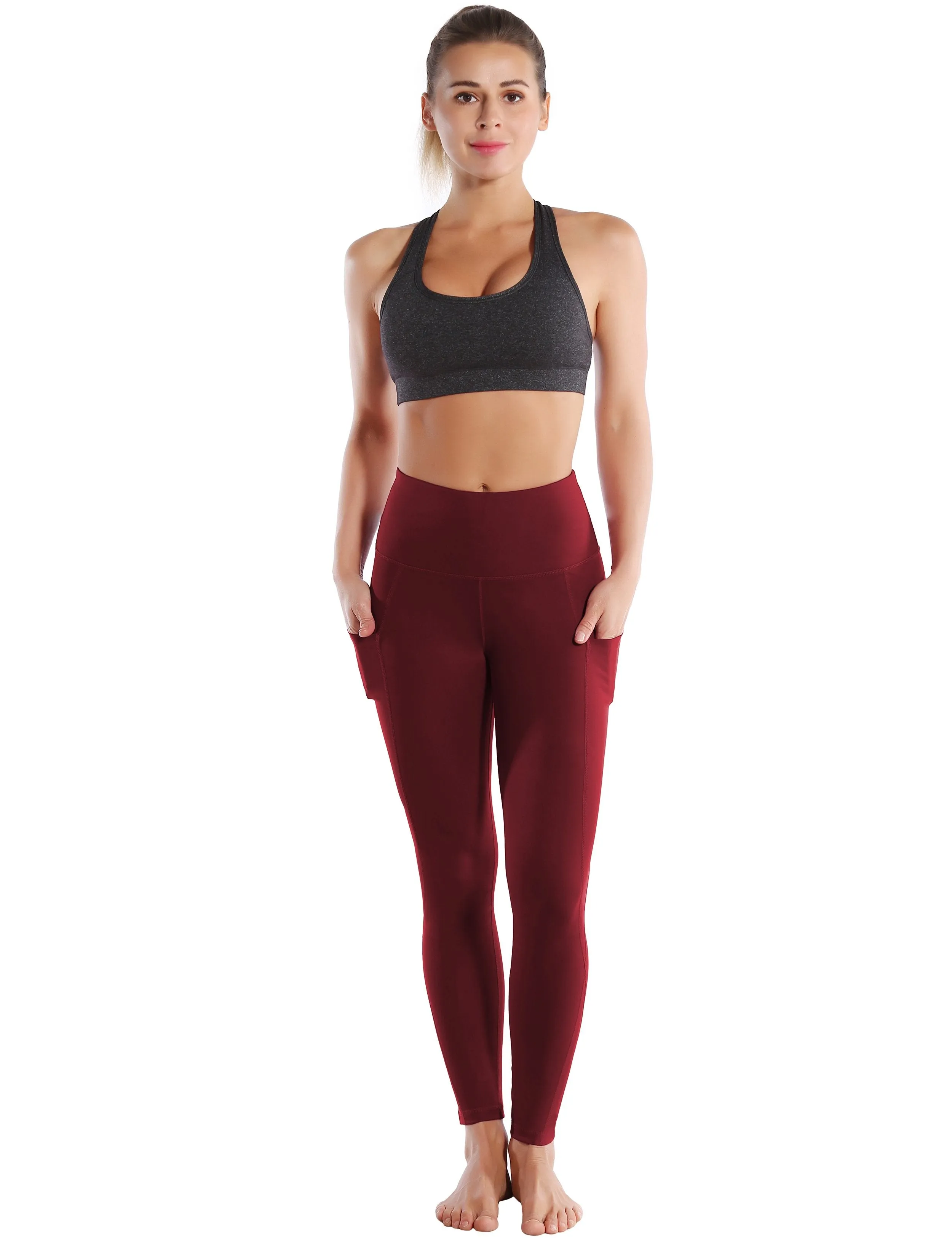 High Waist Side Pockets Golf Pants cherryred ins_Golf