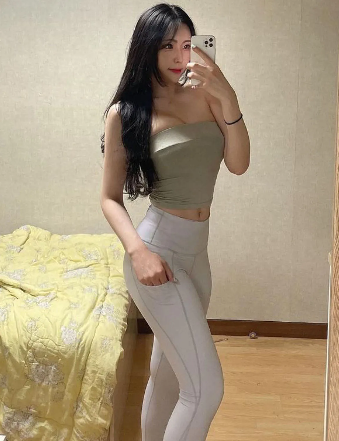 High Waist Side Pockets Gym Pants lightgray ins_Gym