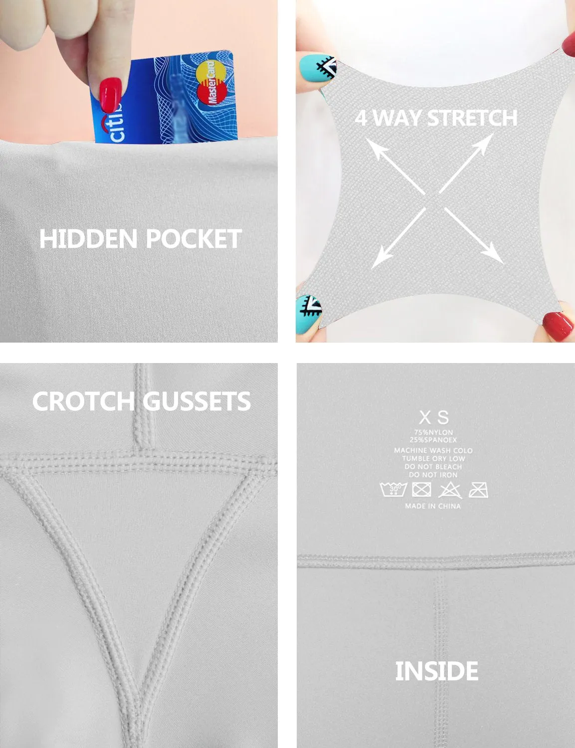 High Waist Side Pockets Gym Pants lightgray ins_Gym