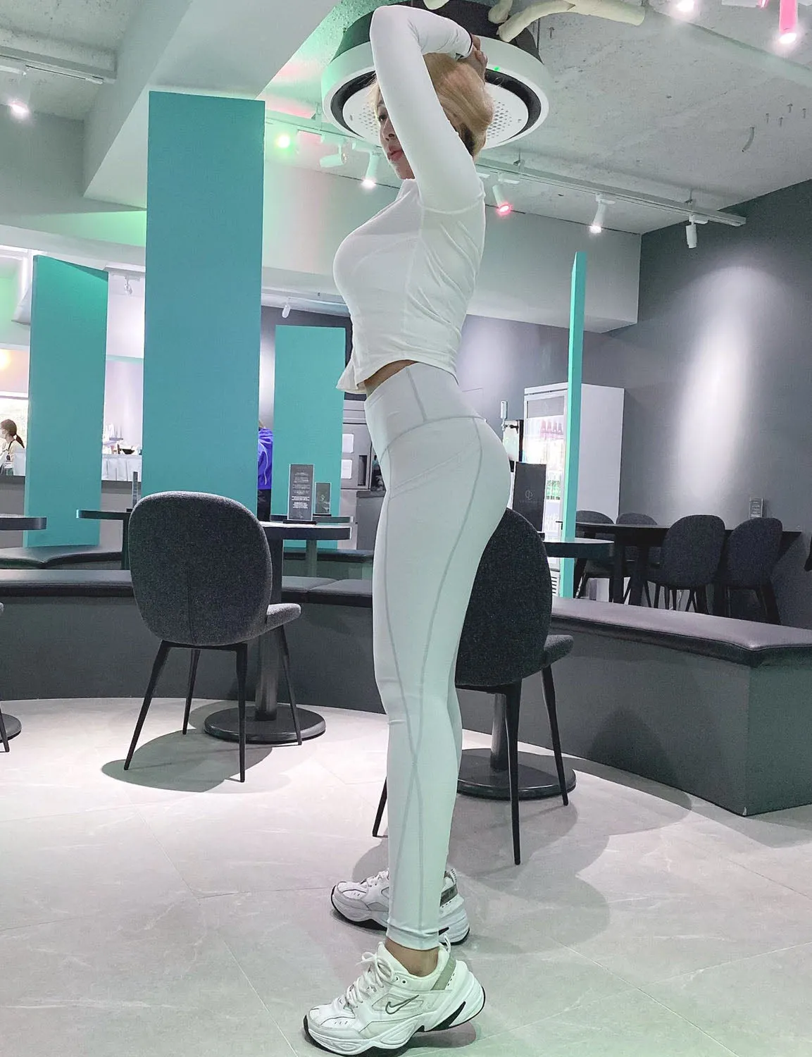 High Waist Side Pockets Gym Pants lightgray ins_Gym
