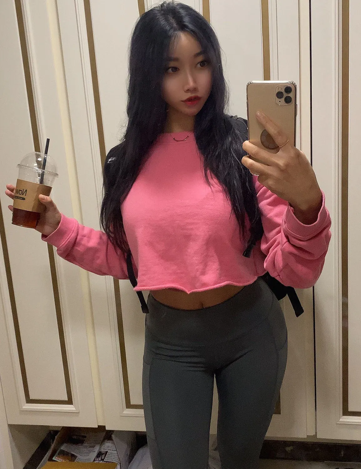 High Waist Side Pockets Gym Pants shadowcharcoal ins_Gym