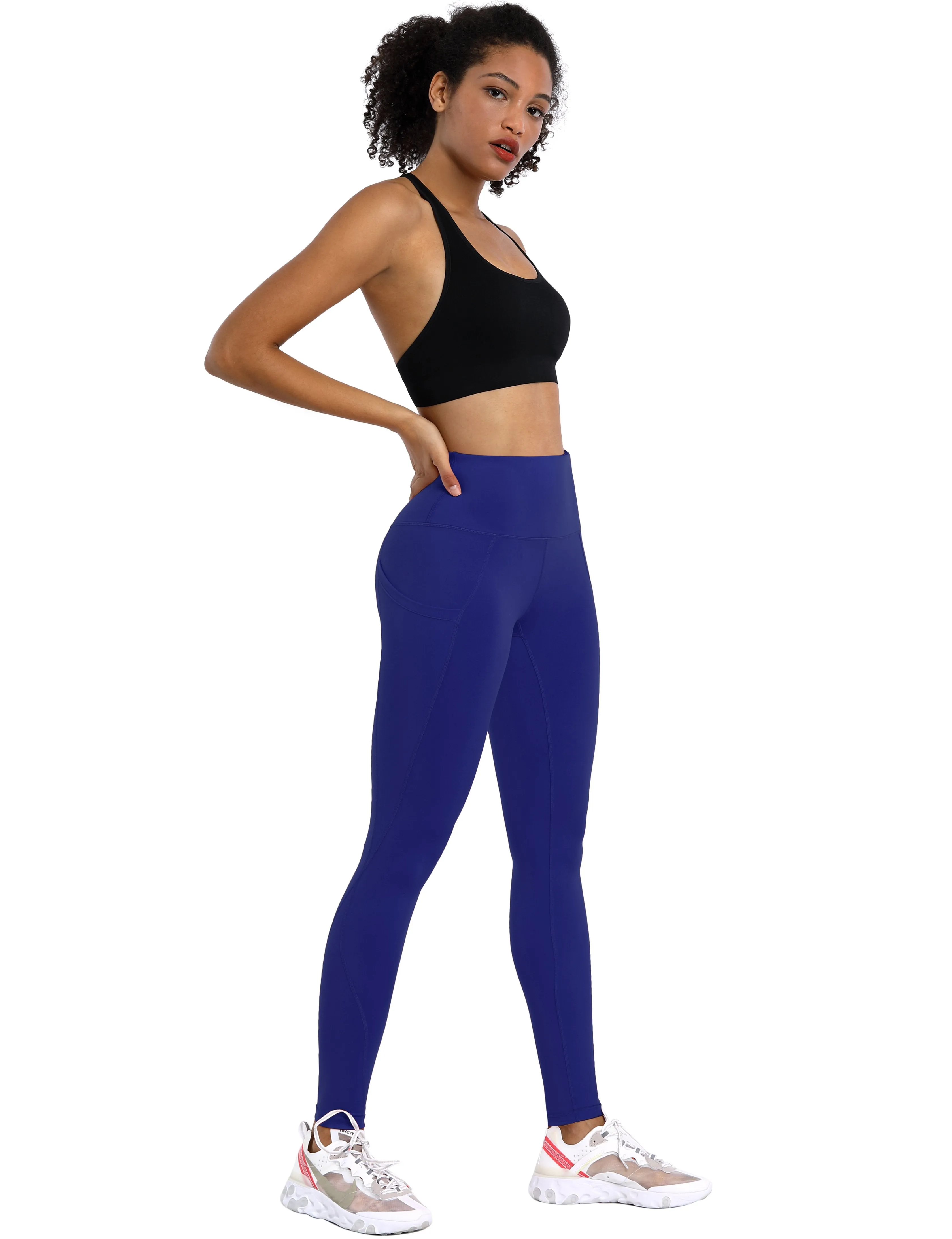 High Waist Side Pockets Pilates Pants navy ins_Pilates