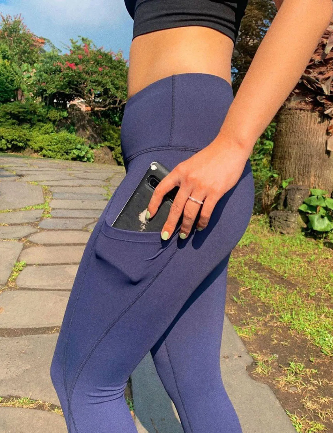 High Waist Side Pockets Pilates Pants navy ins_Pilates