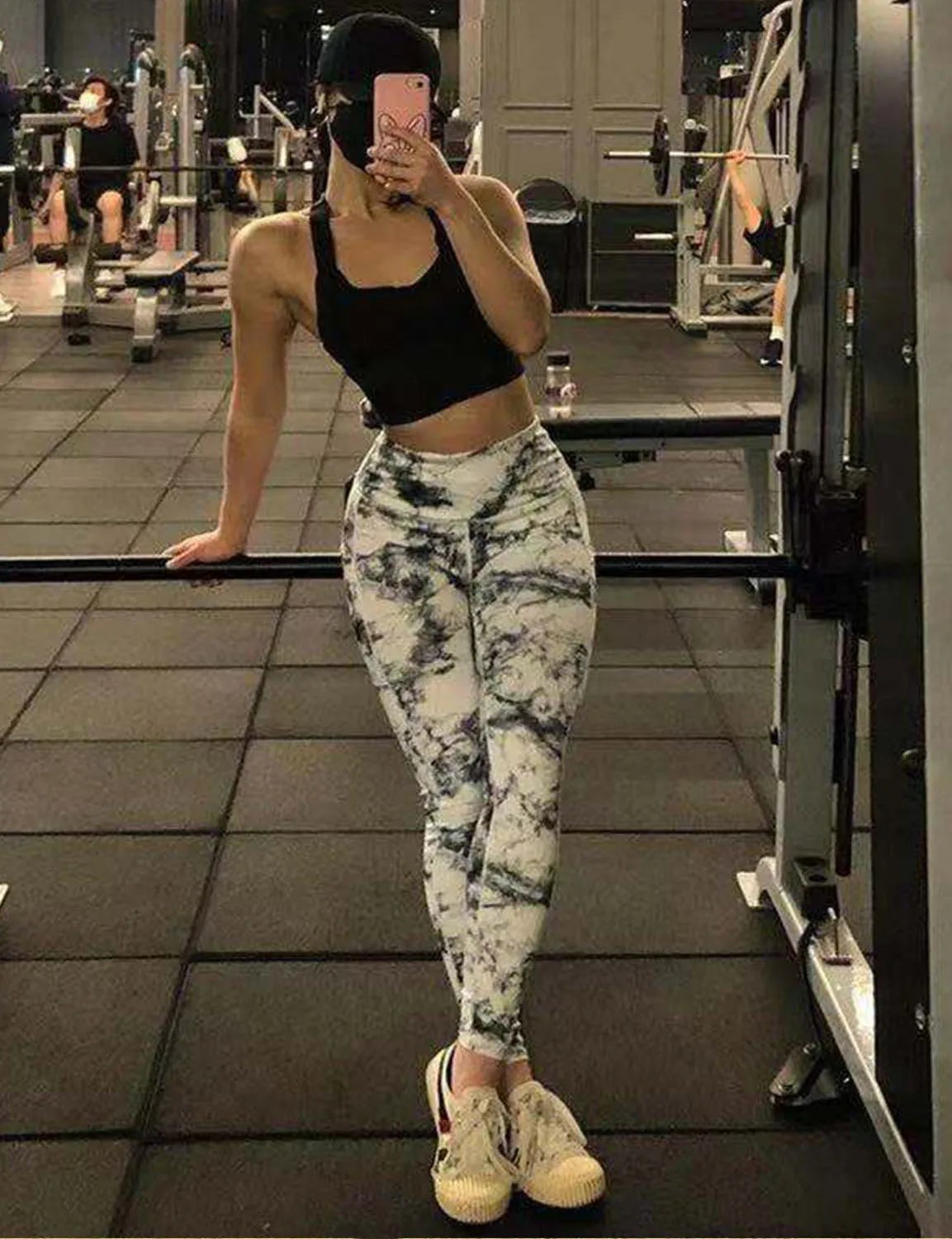 High Waist Side Pockets Running Pants arabescato ins_Running
