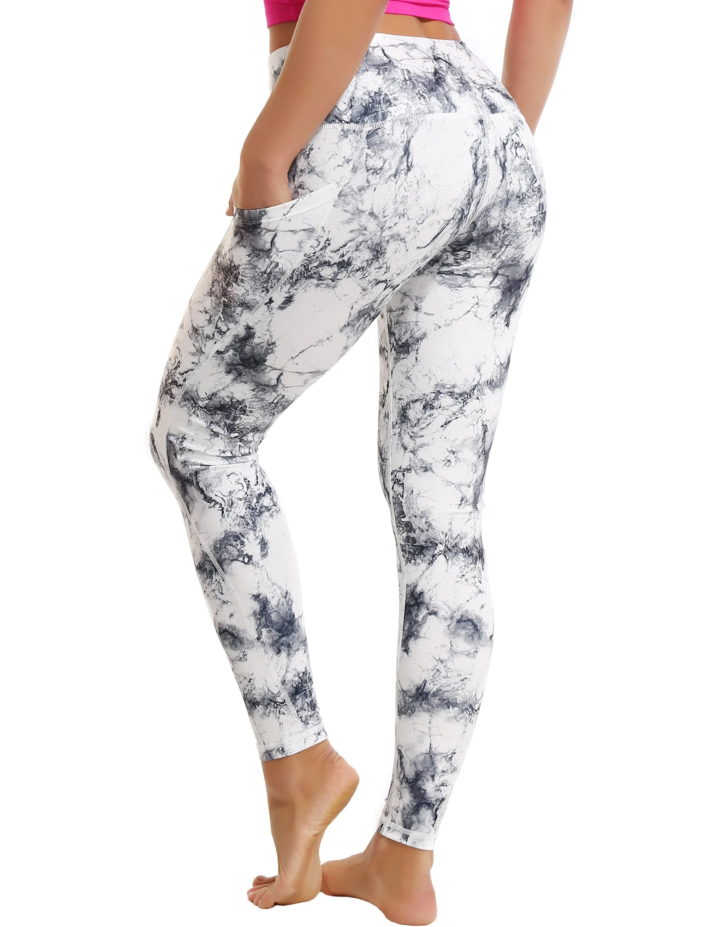 High Waist Side Pockets Running Pants arabescato ins_Running