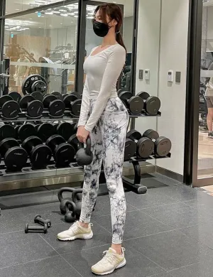 High Waist Side Pockets Yoga Pants arabescato ins_yoga