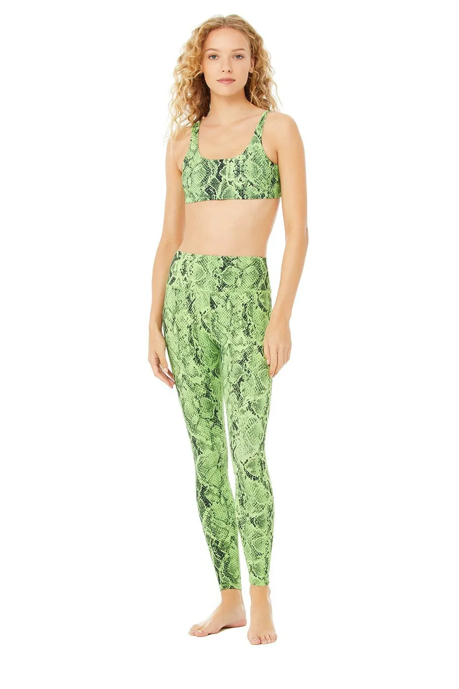 High-Waist Snakeskin Vapor Legging - Neon Lime