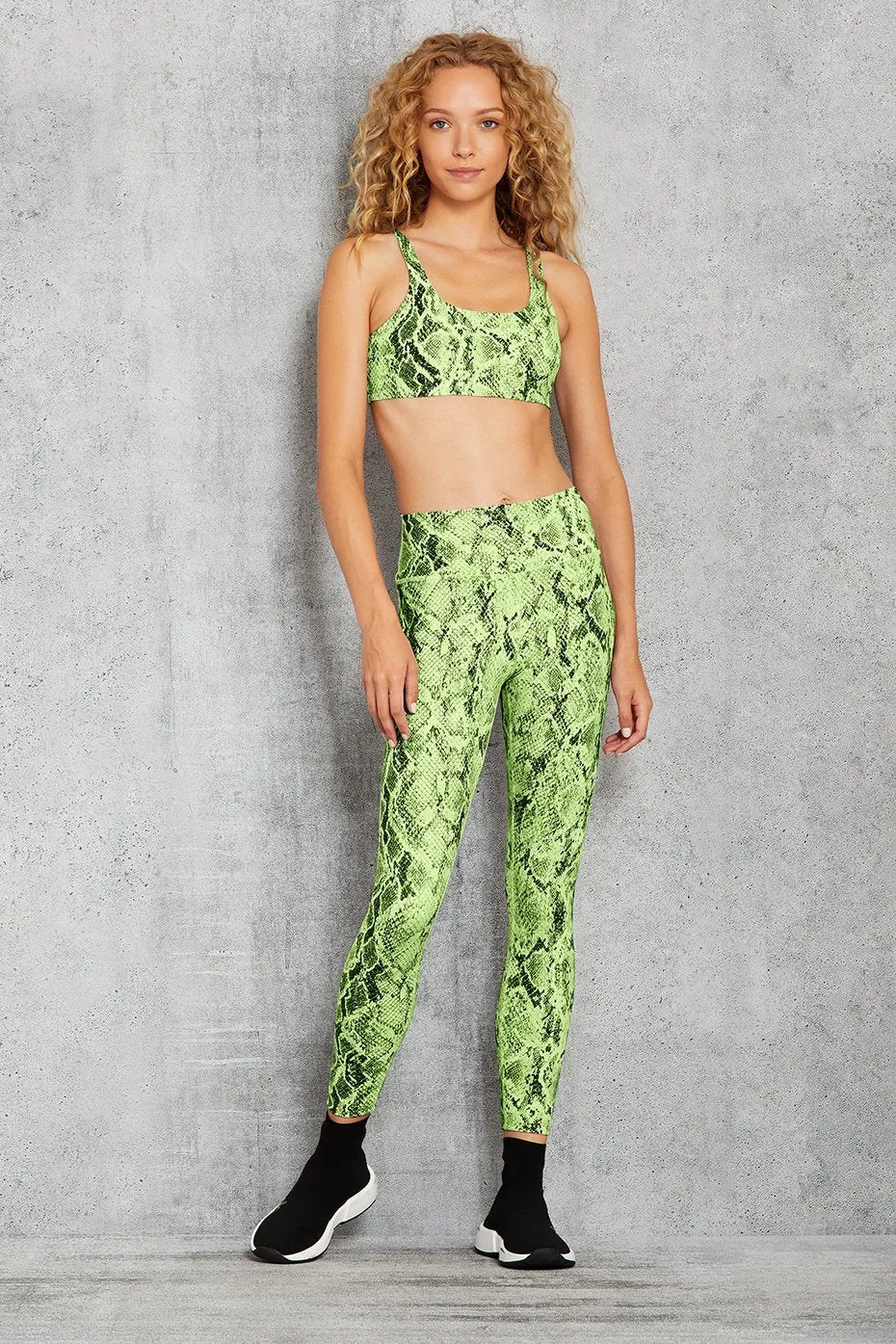 High-Waist Snakeskin Vapor Legging - Neon Lime