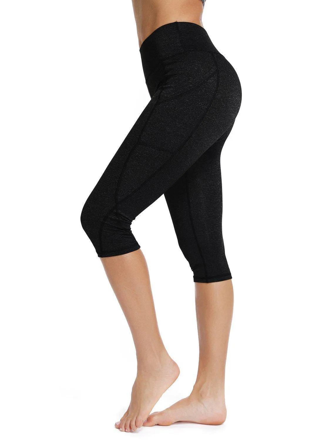 High Waist Solid Color Capris Yoga Pants