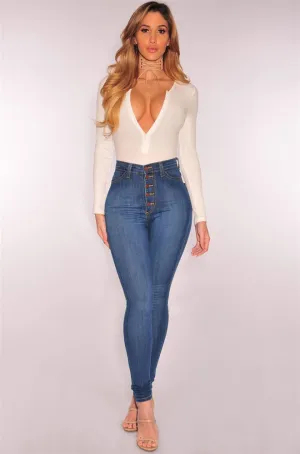High Waist Stretch Slim Denim Skinny Pants
