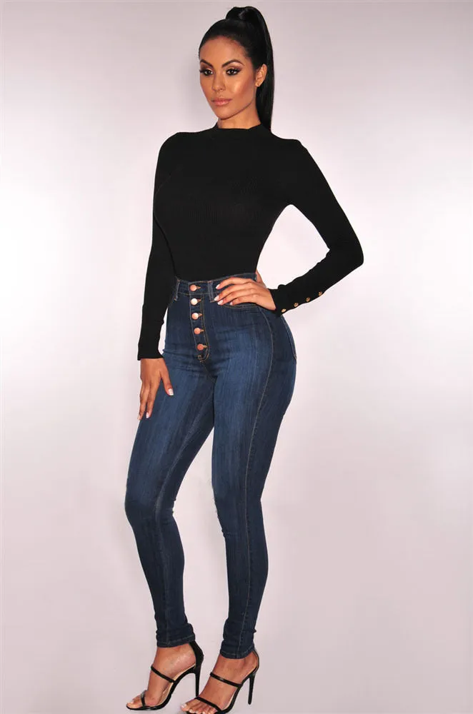High Waist Stretch Slim Denim Skinny Pants