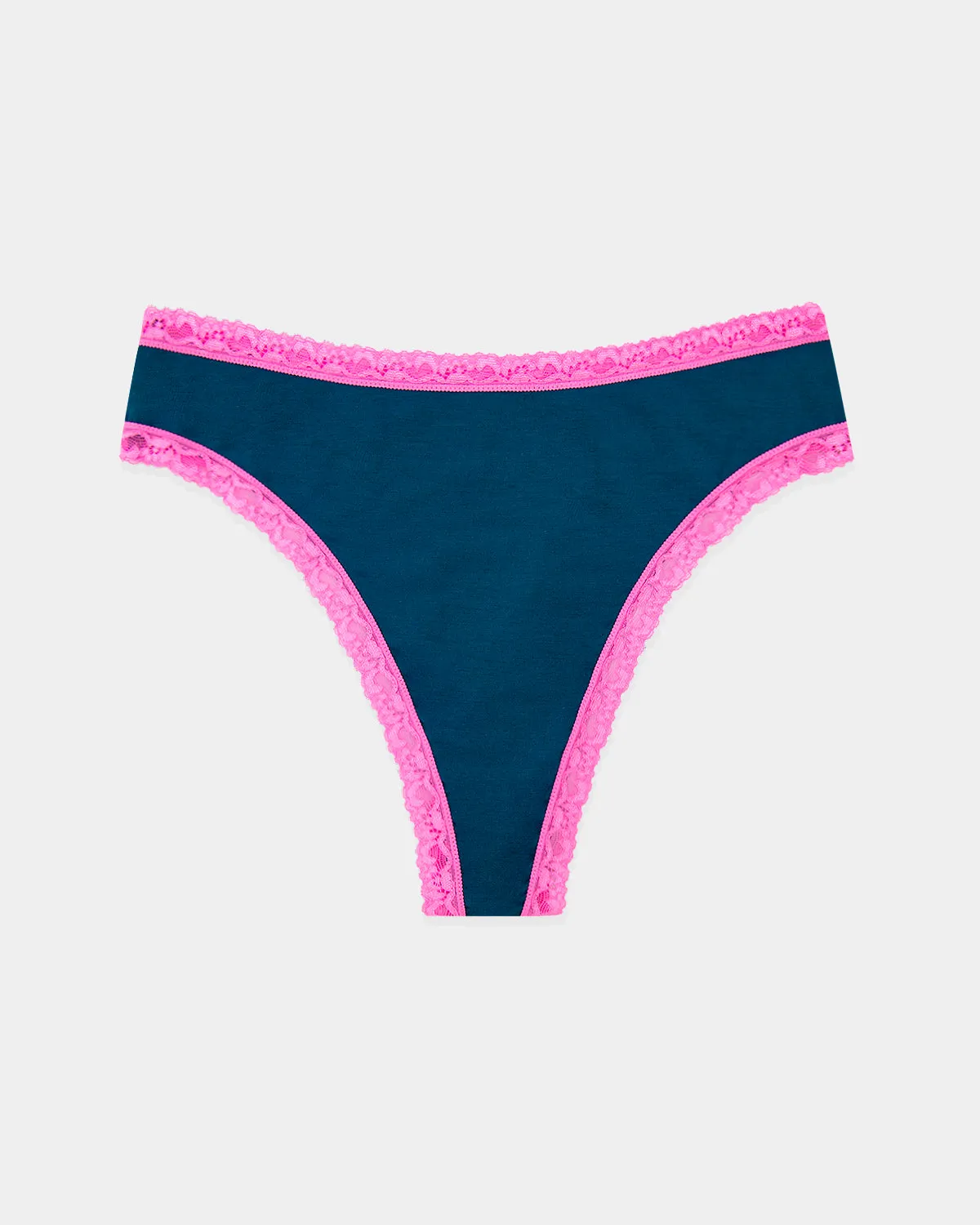 High Waist Thong - Midnight Neon Pink