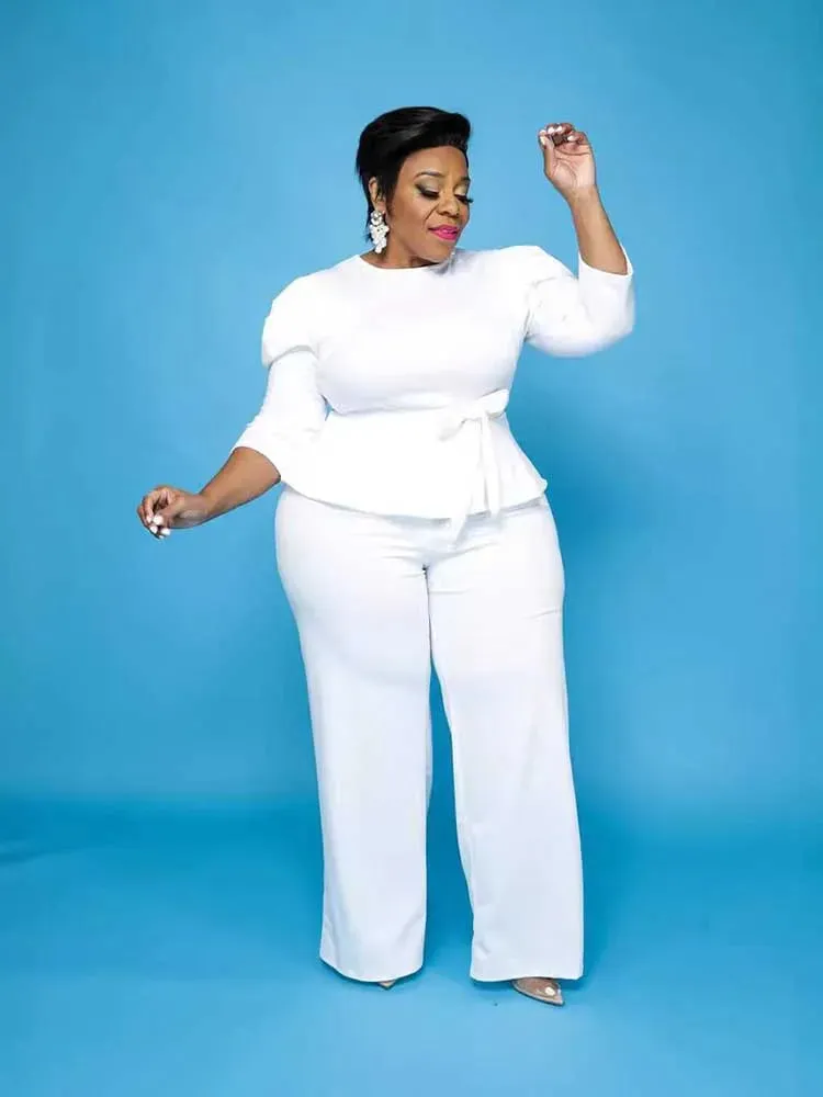 High Waist Top and Pants Business Official Suits