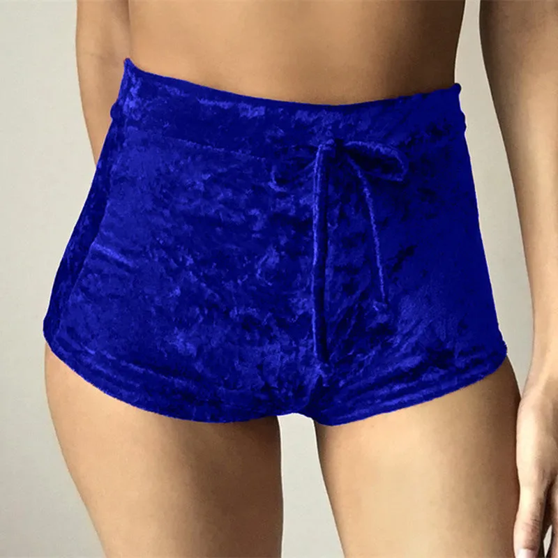 High Waist Velvet Drawstring  Booty Shorts