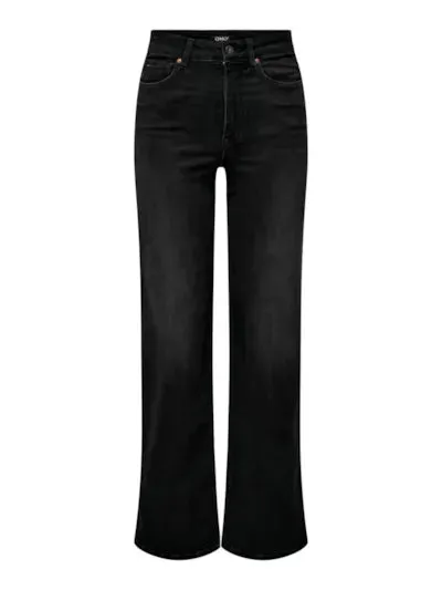 High Waist Wide Leg Jean - Washed Black
