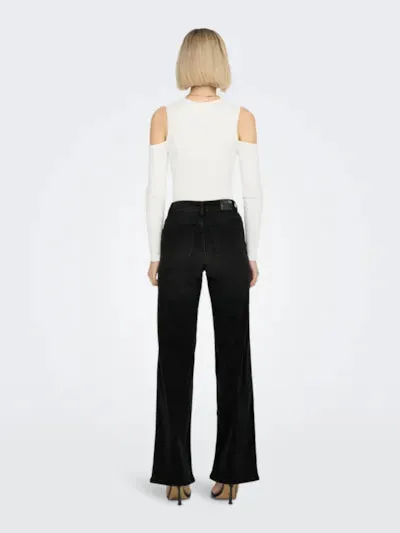 High Waist Wide Leg Jean - Washed Black