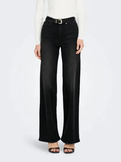 High Waist Wide Leg Jean - Washed Black