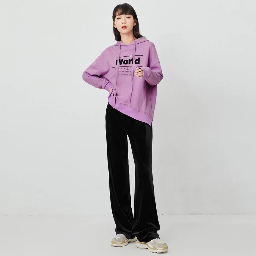 High waist wide leg pants loose mopping velvet pants