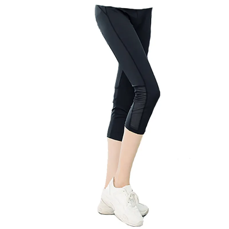 High Waist Yoga Pants Women Mesh Spliced Aid In Sweating Quick Dry Fitness Hip-Flattering Thin Stretchable Slim Look Sport Activewear