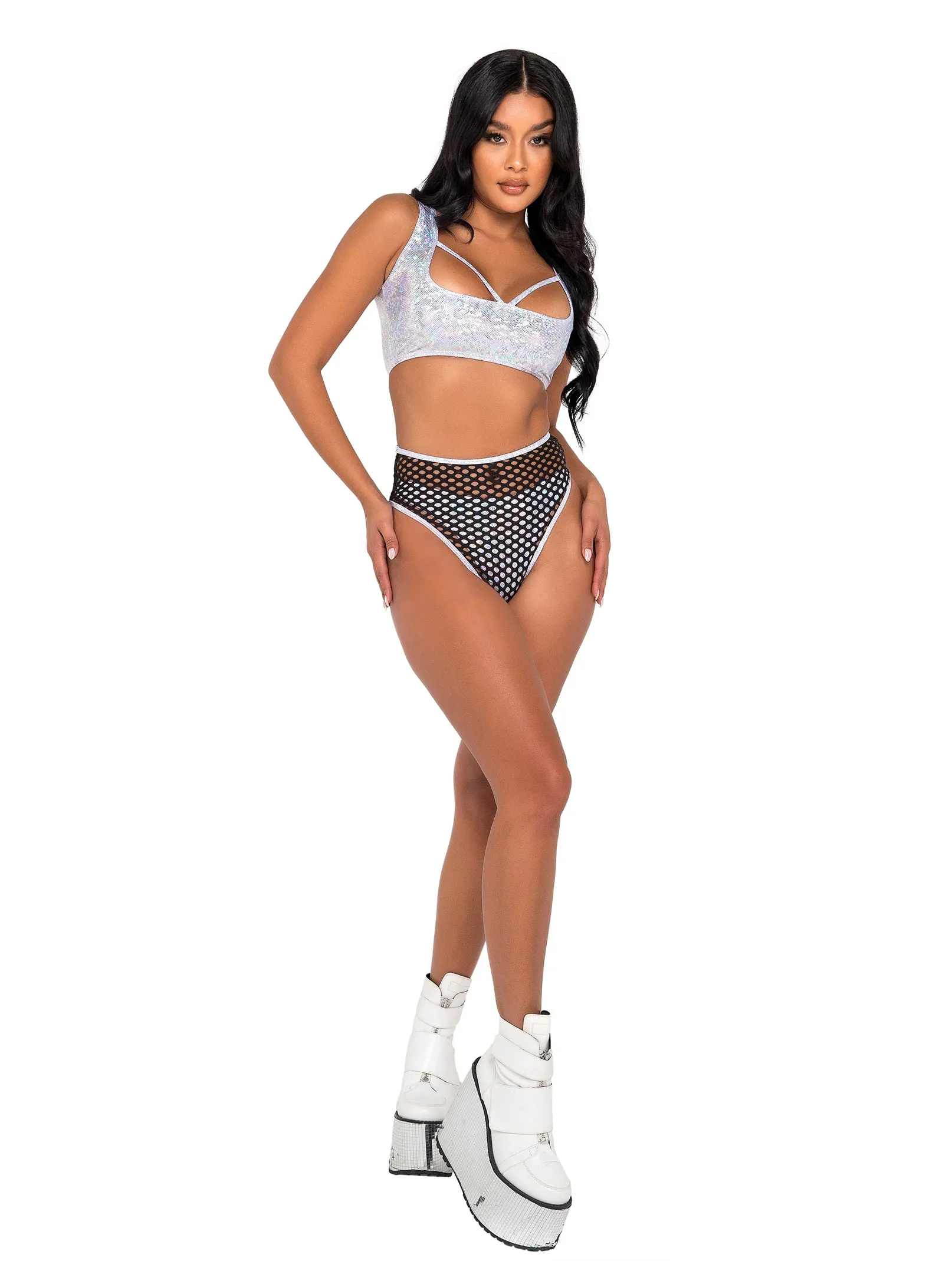 High-Waisted Fishnet Shorts