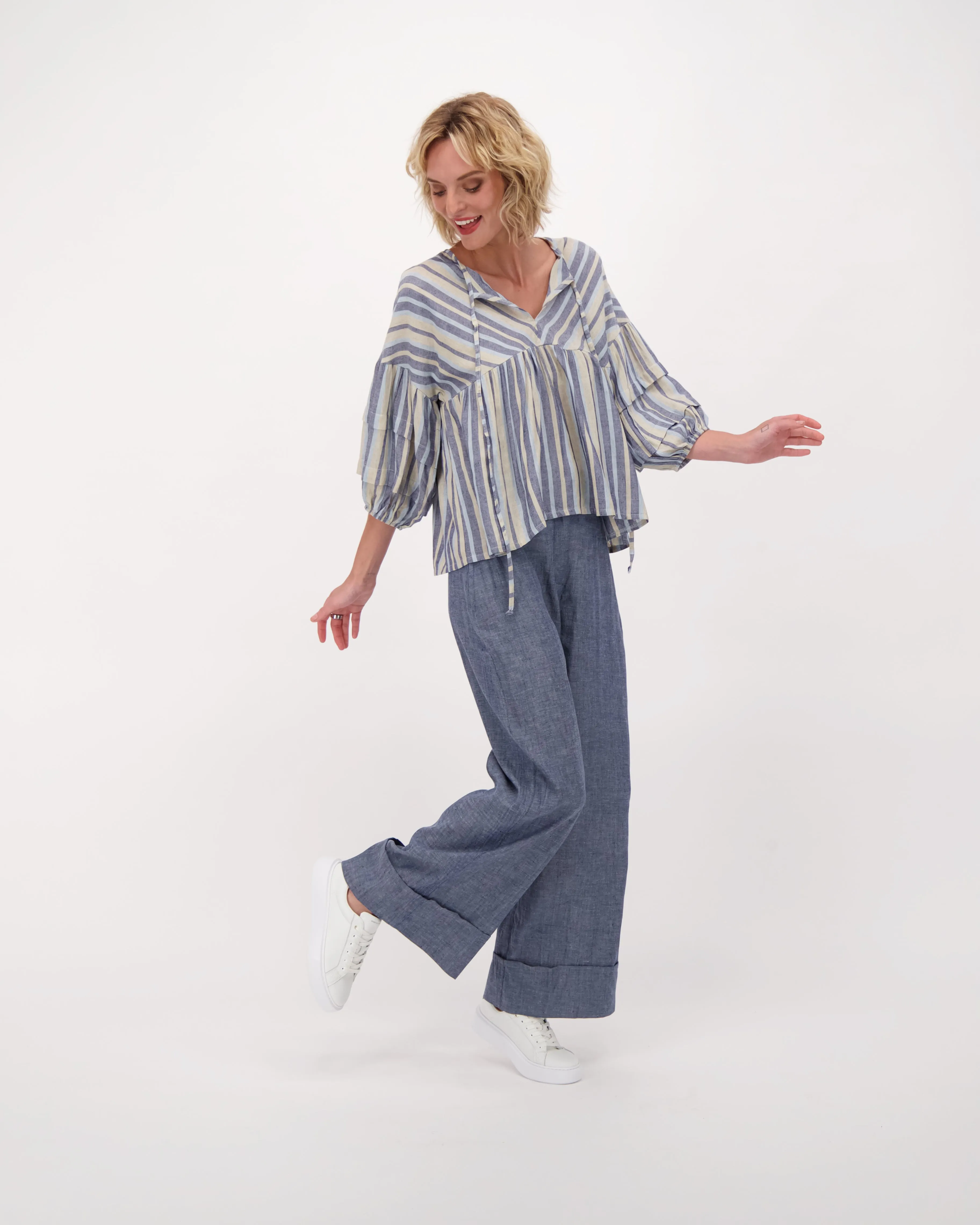 High Waisted Linen Wide Leg Pants