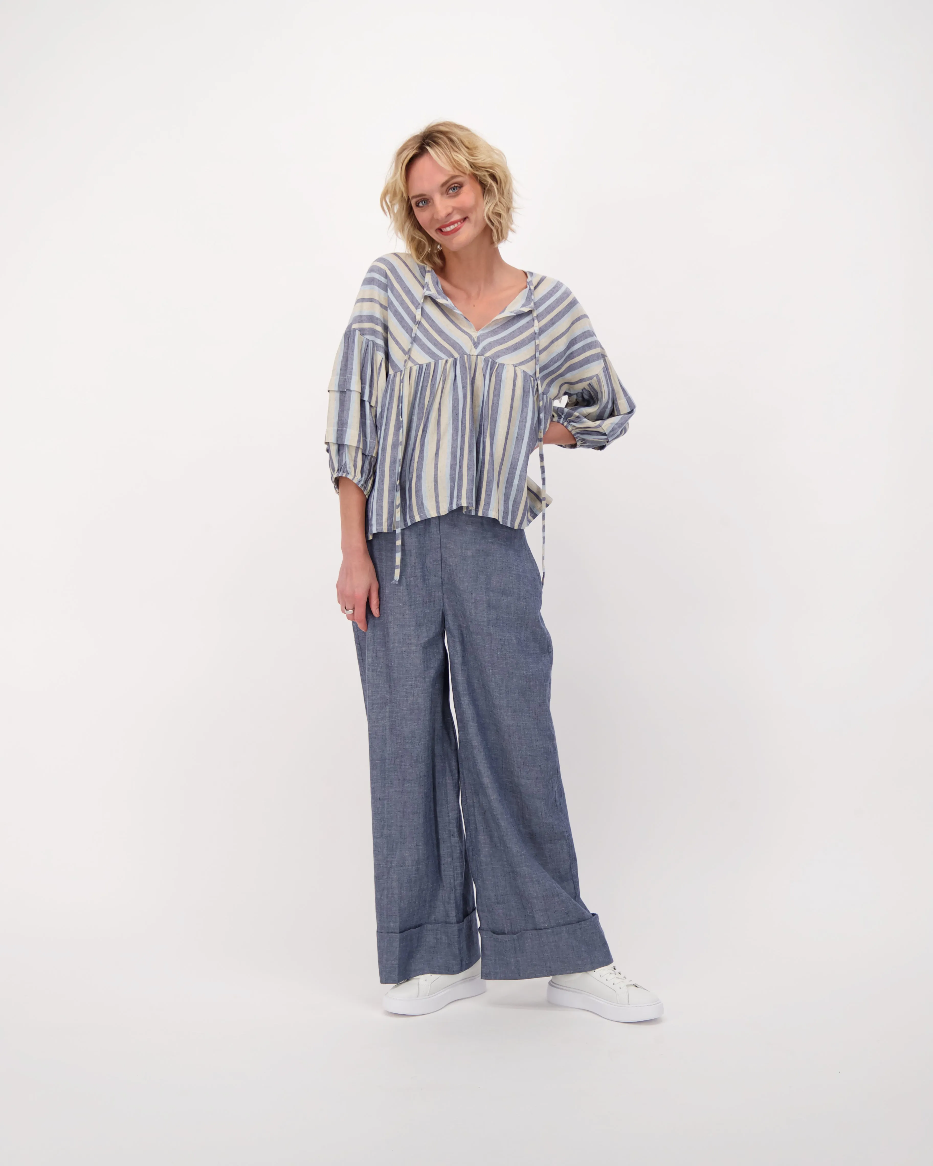 High Waisted Linen Wide Leg Pants