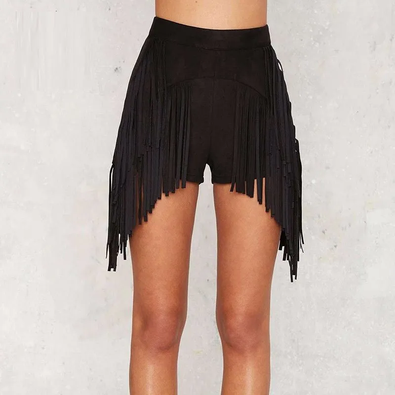 High Waisted Shorts With Tassels