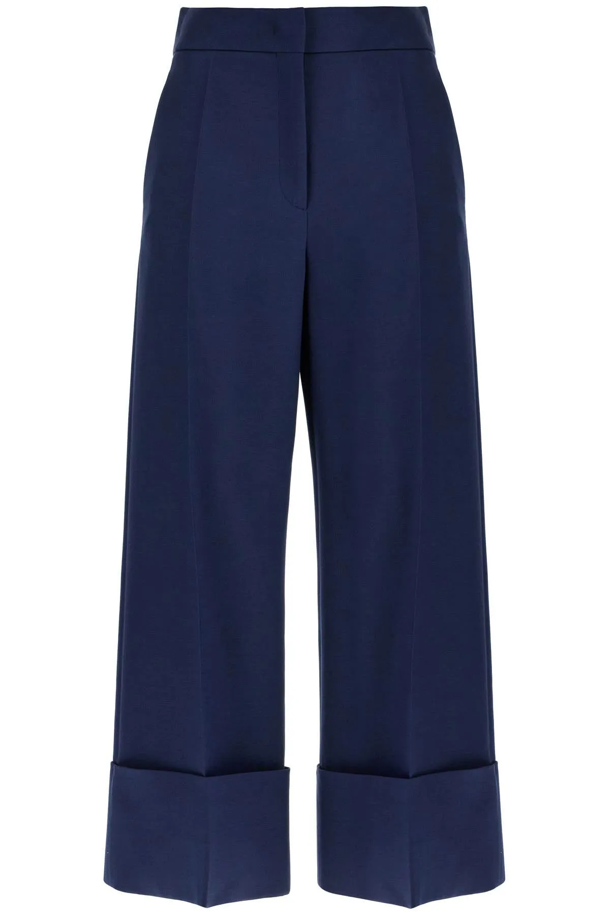 High-waisted Wide Leg Pants In Silk And Wool Indigo