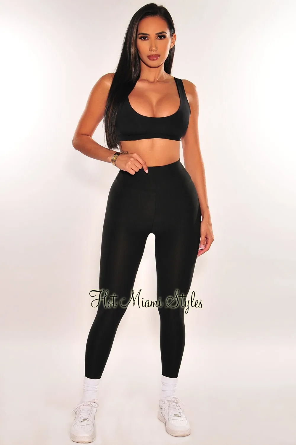 HMS Fit: Black Scrunch Pockets Butt Lifting High Waist Leggings