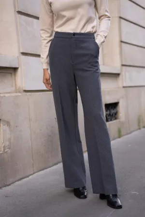 Houndstooth Straight Cut Long Pants Grey