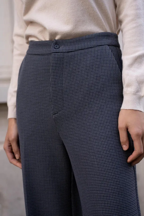 Houndstooth Straight Cut Long Pants Grey