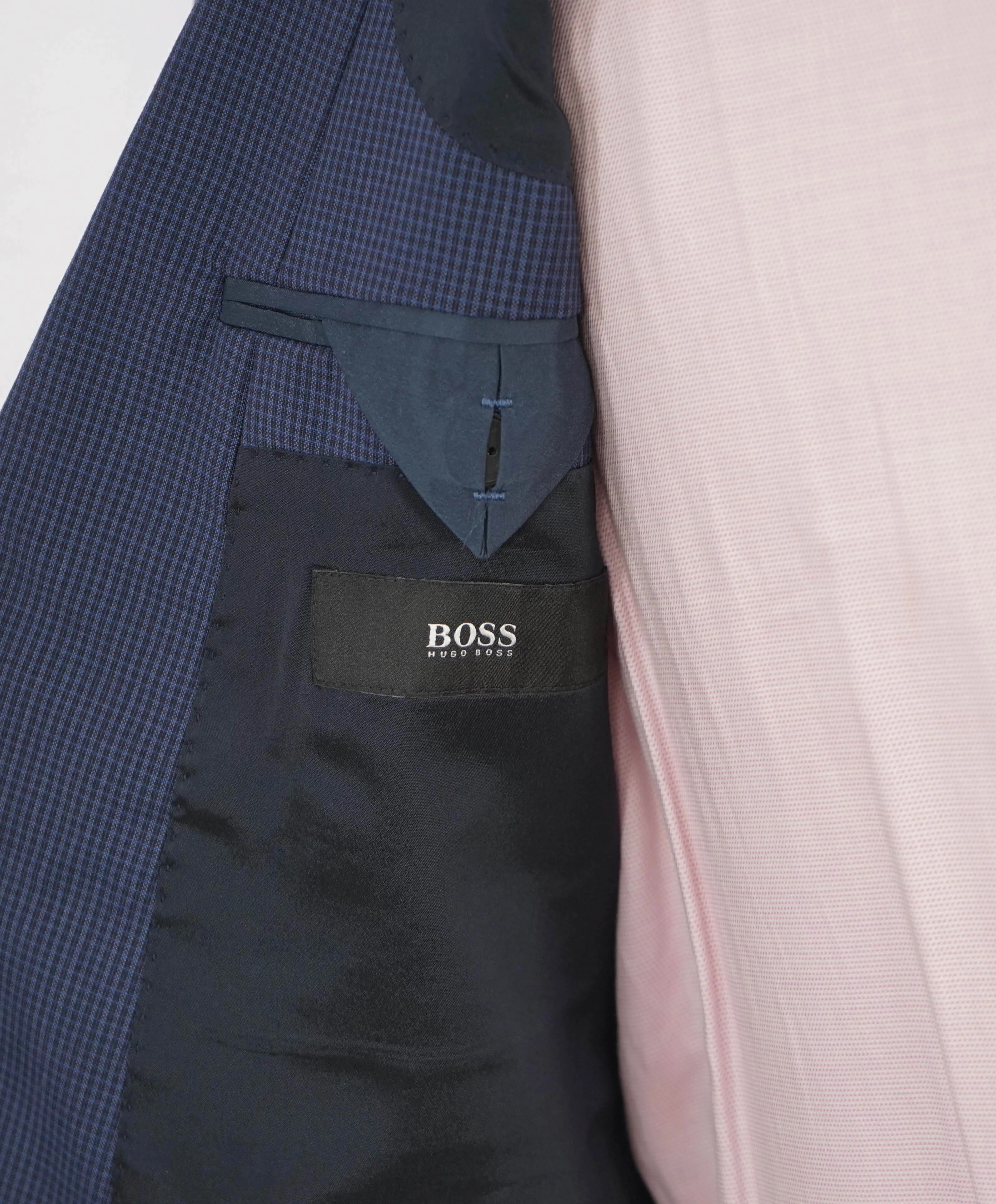 HUGO BOSS - "STRETCH TAILORING" Fabric Blue Micro Check SLIM Suit 2-Pc - 36R
