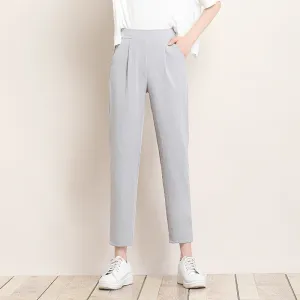 Ice Silk Cotton Blend Women Pants Harem Summer Outdoor Loose All-Matching High Waist Carrot Pants