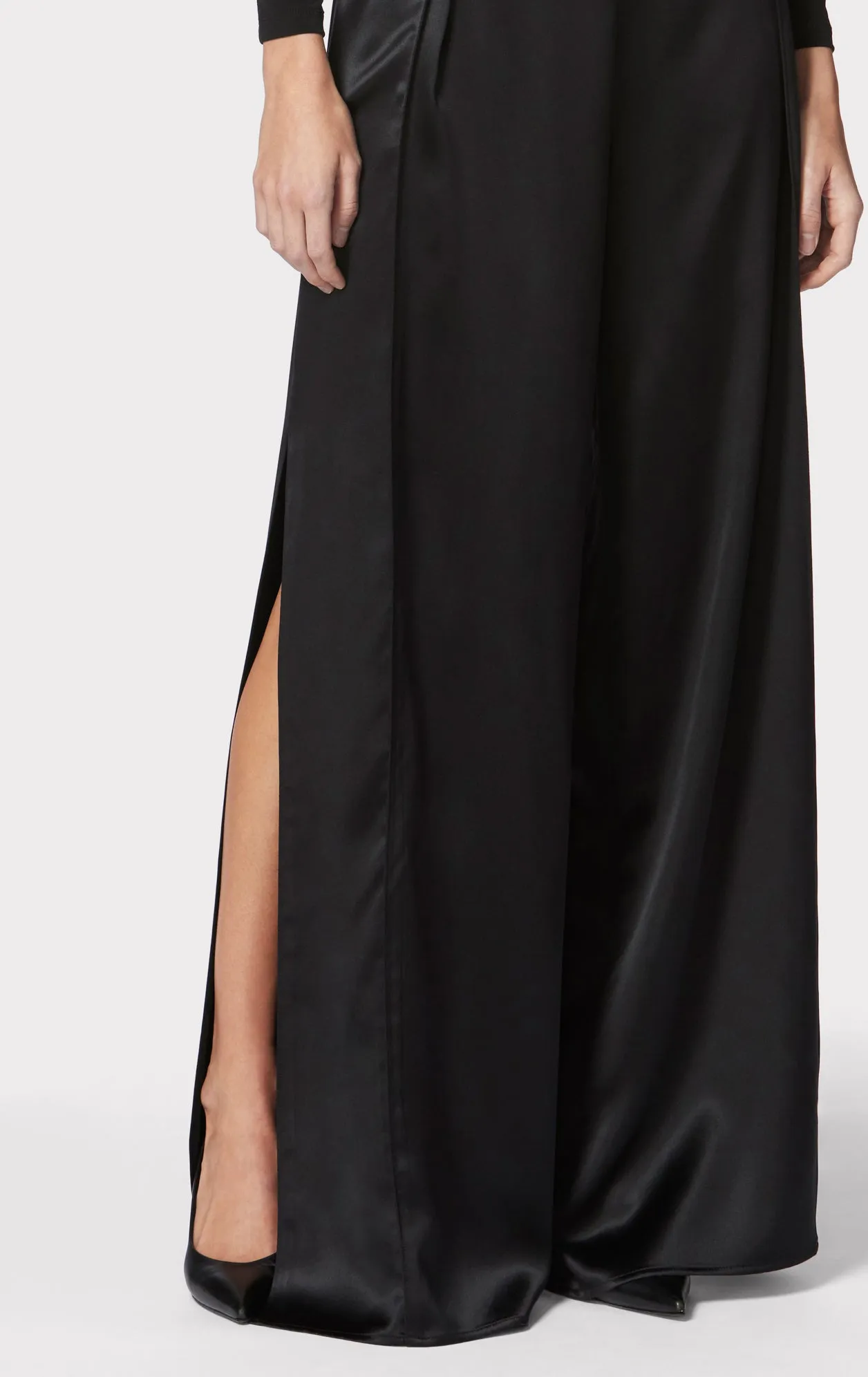 ICON HIGH WAIST SILK WIDE LEG PANTS