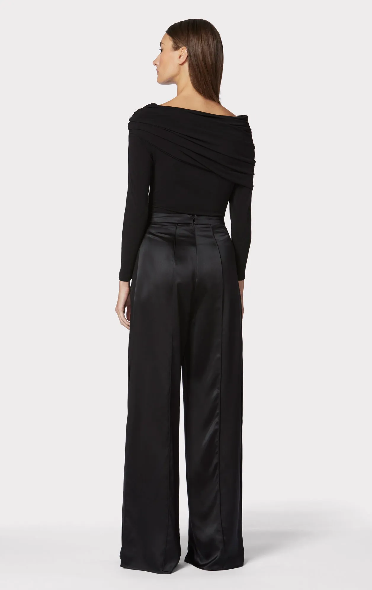 ICON HIGH WAIST SILK WIDE LEG PANTS