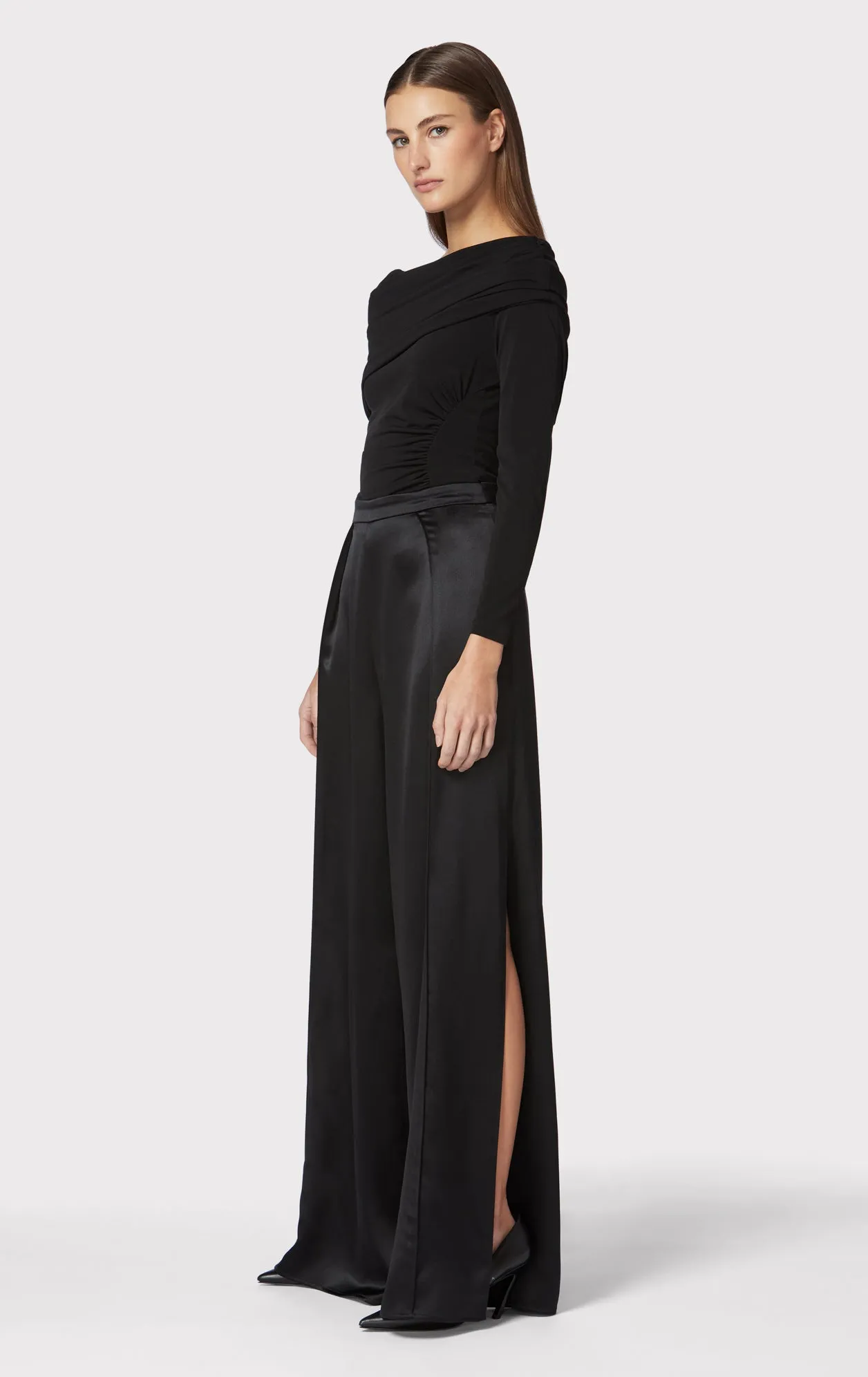 ICON HIGH WAIST SILK WIDE LEG PANTS