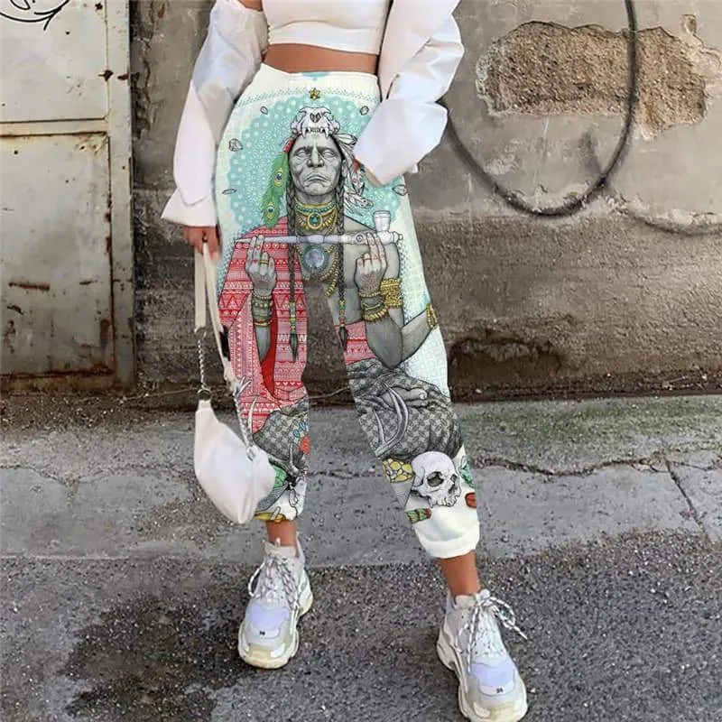 Indios Pants Women Skull Jogger Pants Food 3d Printed Animal High Waist Pants