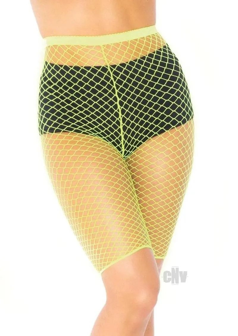 Industrial Fishnet Biker Shorts - One Size - Neon Yellow