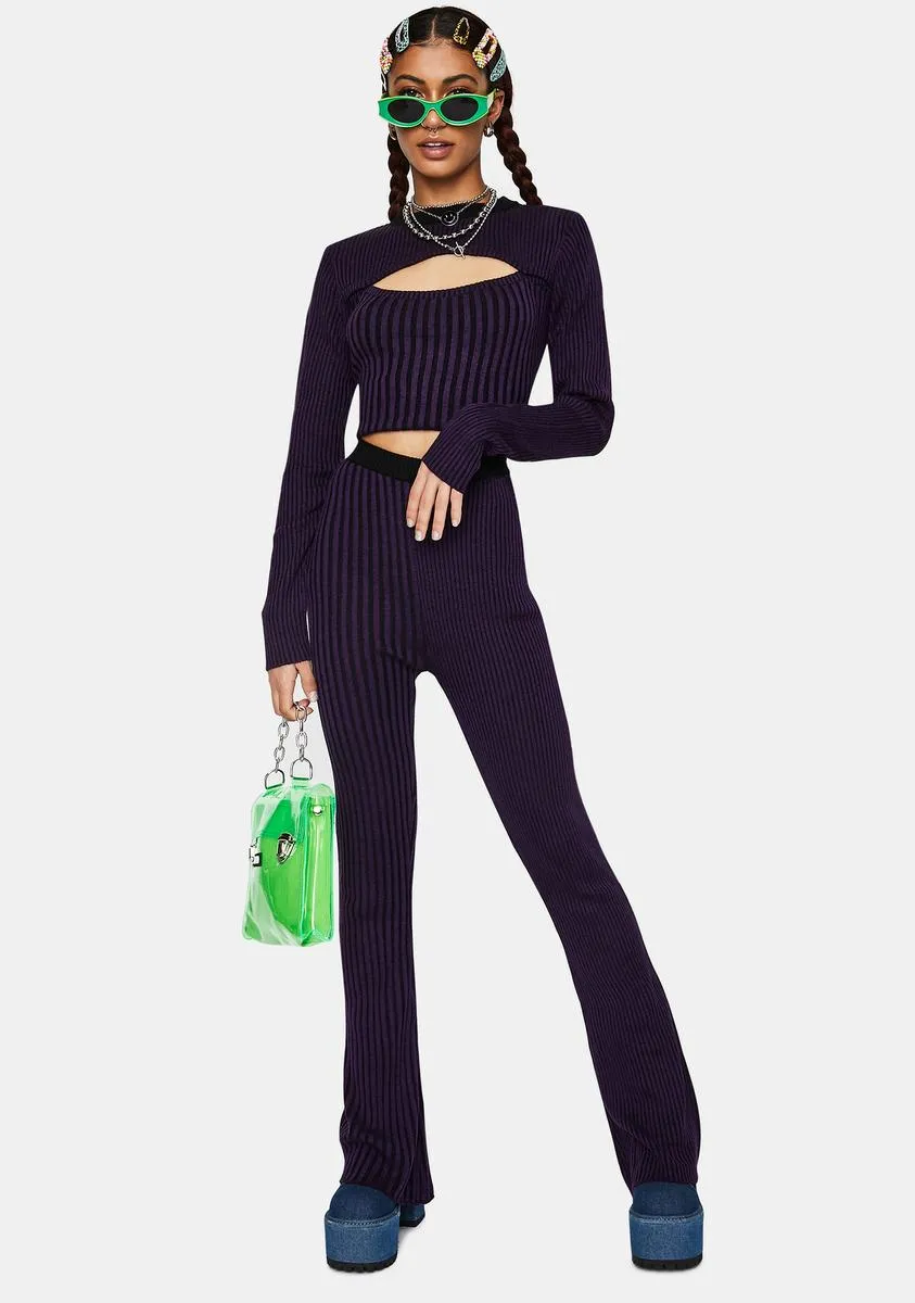 Inspire Striped Knit Flare Pants