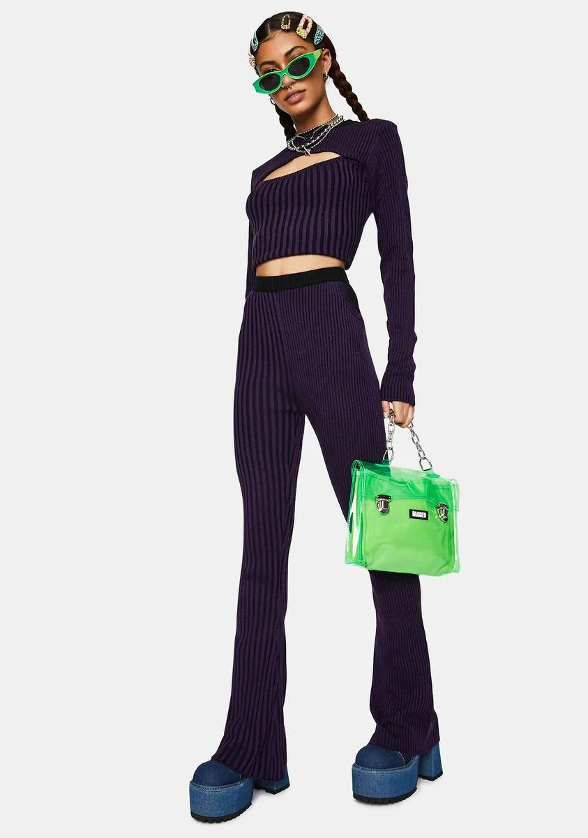 Inspire Striped Knit Flare Pants