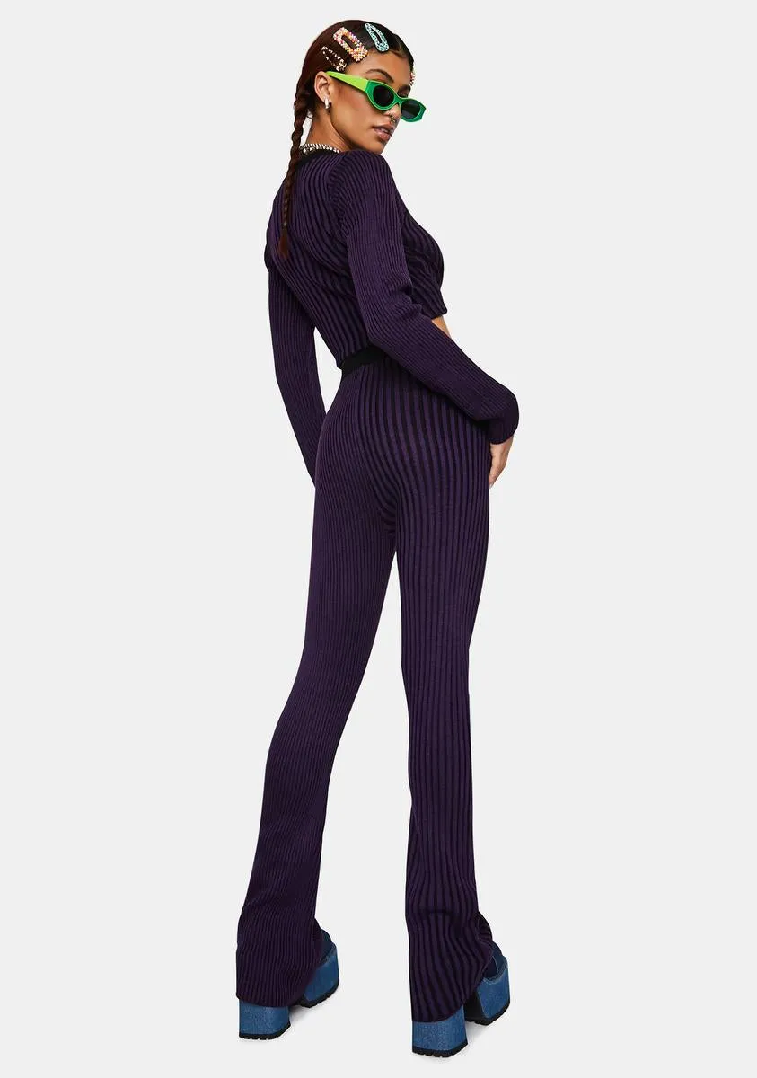 Inspire Striped Knit Flare Pants