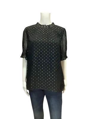 J. Crew Women's Top Black Lined Sheer Short Sleeve W/Tags Size: L
