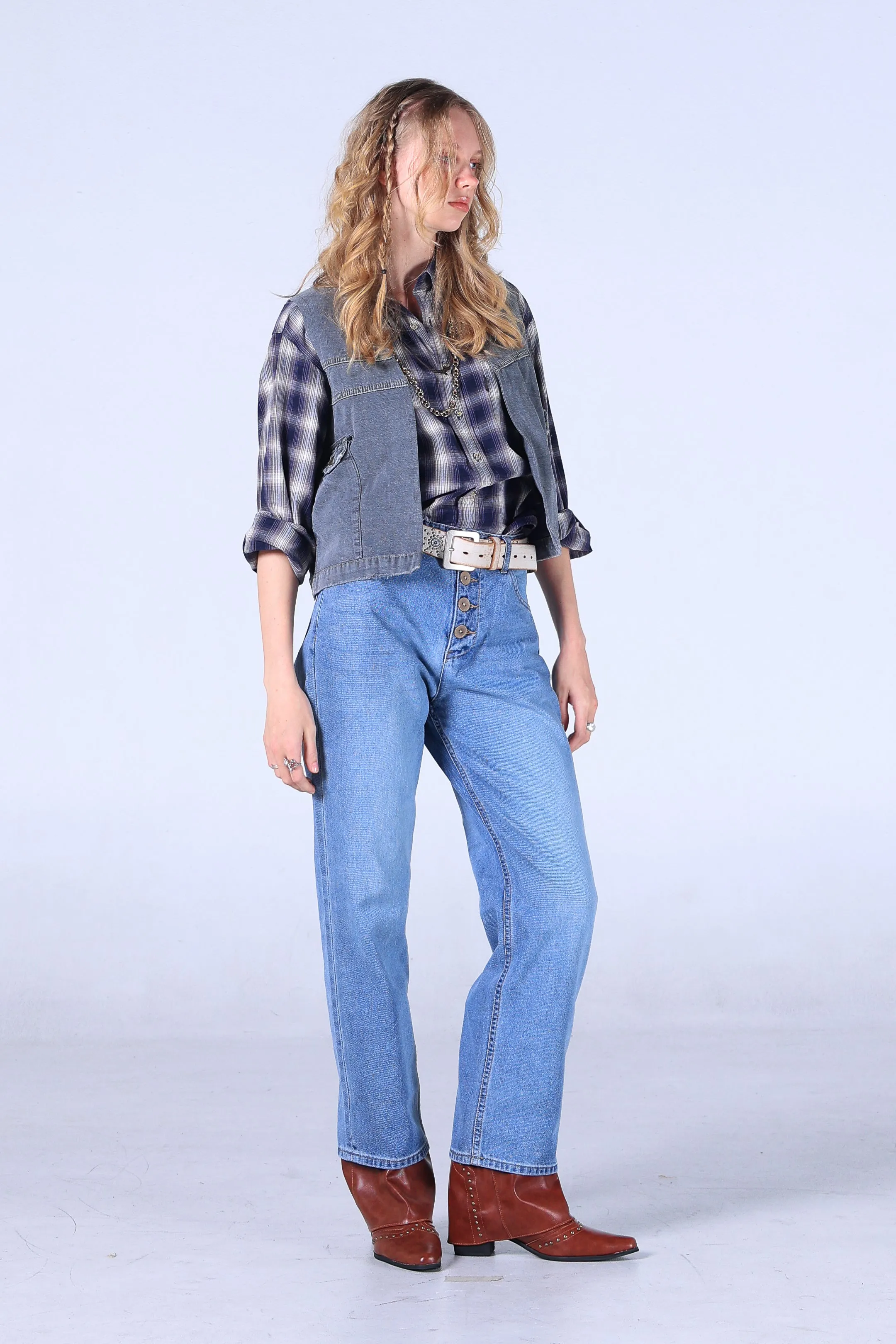 Jack Russel - Women Jeans - Handwerk JF-154/DB Wide Leg Dark Blue High Waisted