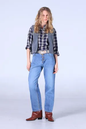 Jack Russel - Women Jeans - Handwerk JF-154/DB Wide Leg Dark Blue High Waisted