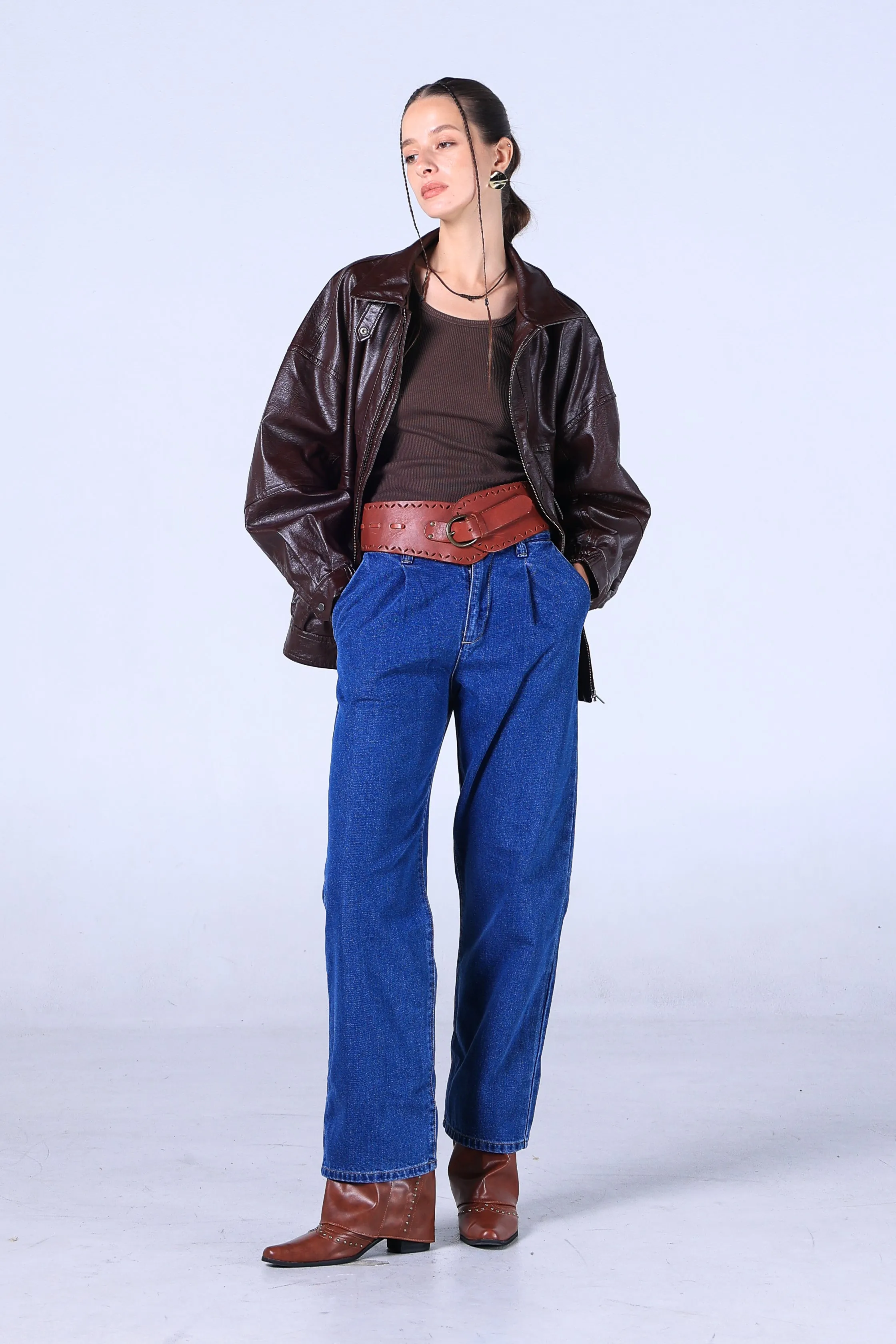 Jack Russel - Women Jeans - Klassik JF-153 Wide Leg Dark Blue High Waisted